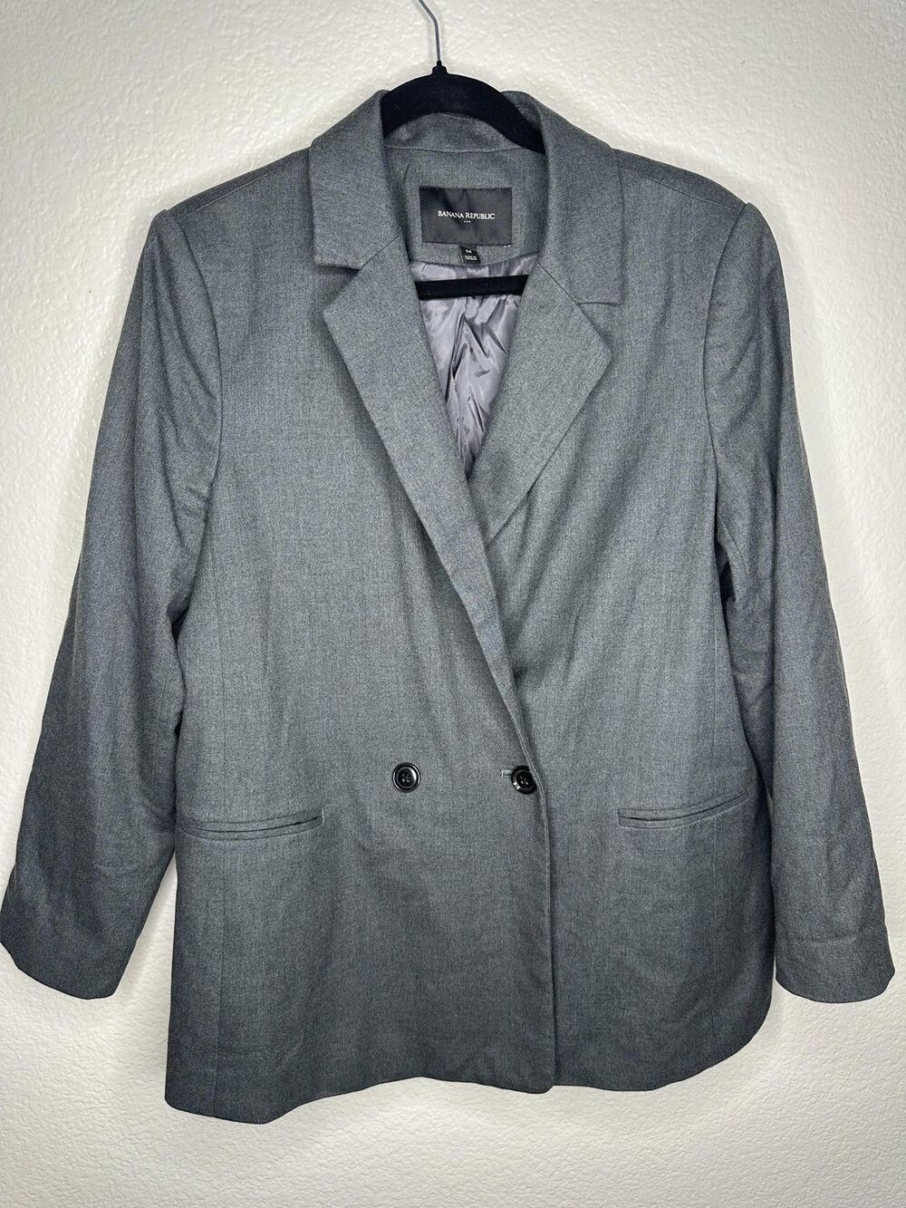 Banana Republic Blazer Womens 14 Gray Two Button Lined Career Work Job Jacket